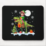Elf Riding T-rex Christmas Tree Colorful Lights Lo Mousepad<br><div class="desc">Elf Riding T-rex Christmas Tree Colorful Lights Lover Kids</div>