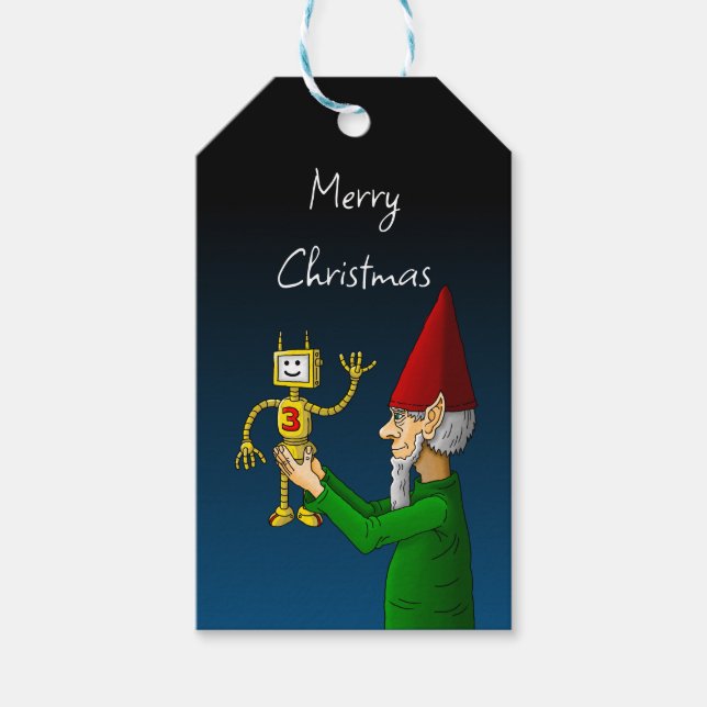 Elf & Robot Geschenkanhänger (Vorderseite)