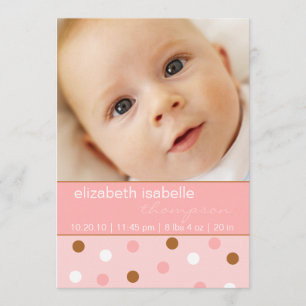 Elf-rosa Polka-Punkt-Baby-Mädchen-Foto-Mitteilung Ankündigung