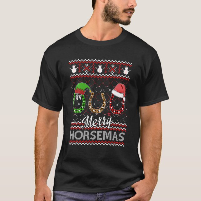 Elf Santa Claus Horse Hoof Merry Horsemas Ugly Chr T-Shirt (Vorderseite)