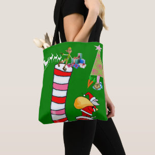 Elf Santa Merry Weihnachtsfrauen Tragetaschen Tasche