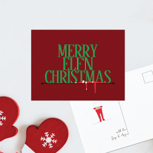 Elf-Scherz-Grußschild Weihnachtspostkarte Feiertagspostkarte