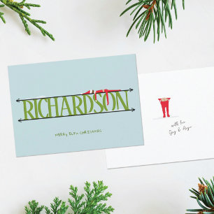 Elf-Scherz Name Schilder Grün & Blau Weihnachten