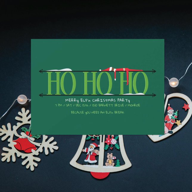 Elf Shenanigans Ho Ho Ho Weihnachts-Party Einladung (Von Creator hochgeladen)