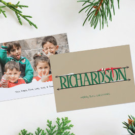 Elf Shenanigans Name Sign Foto Christmas Card Feiertagskarte