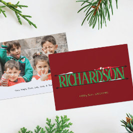 Elf Shenanigans Name Sign Foto Christmas Card Feiertagskarte
