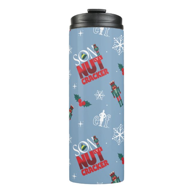 Elf "Sohn eines Nutcrackers" Wintermuster Thermosbecher (Vorderseite)
