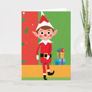 Elf spielende Abbildung Faltschachtel Feiertagskarte