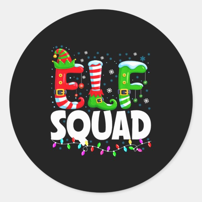 Elf Squad Christmas Family Matching Xmas Pajamas  Runder Aufkleber (Vorderseite)