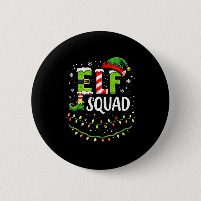 Elf Squad Christmas Lights Matching Holiday Crew  Button (Vorderseite)