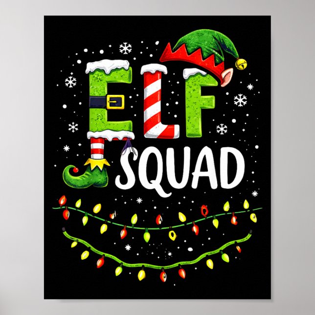 Elf Squad Christmas Lights Matching Holiday Crew  Poster (Vorne)