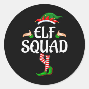 Elf Squad Familie Matching Group Weihnachten 1 Runder Aufkleber