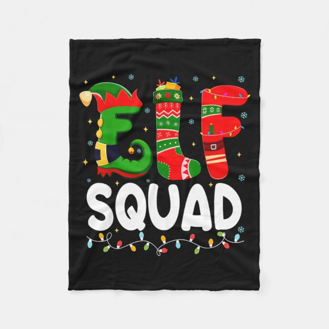 Elf Squad Family Christmas Matching Pajamas Xmas T Fleecedecke (Vorderseite)