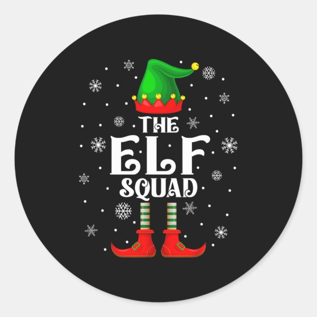 Elf Squad Family Matching Xmas Funny Christmas Vib Runder Aufkleber (Vorderseite)