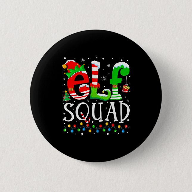 Elf Squad Funny Elf Family Christmas Matching Paja Button (Vorderseite)