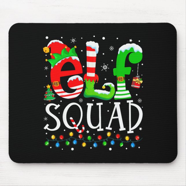 Elf Squad Funny Elf Family Christmas Matching Paja Mousepad (Vorne)