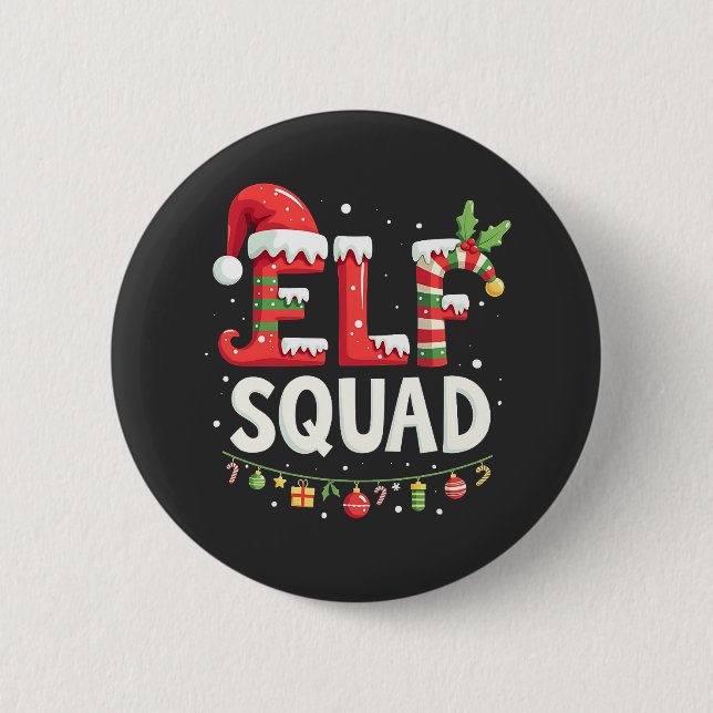Elf Squad Funny Matching Christmas Outfit Button (Vorderseite)