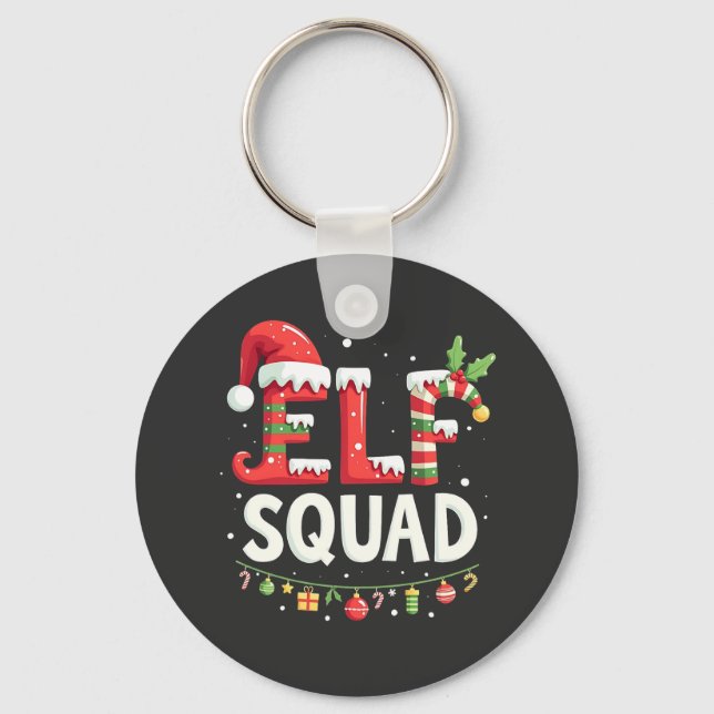 Elf Squad Funny Matching Christmas Outfit Schlüsselanhänger (Vorderseite)
