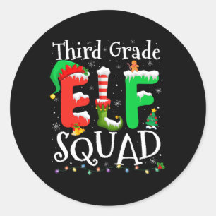 Elf Squad Xmas Weihnachten Drittes Gras Runder Aufkleber