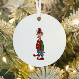 Elf steht Achtung rundes Metallornament Ornament Aus Metall