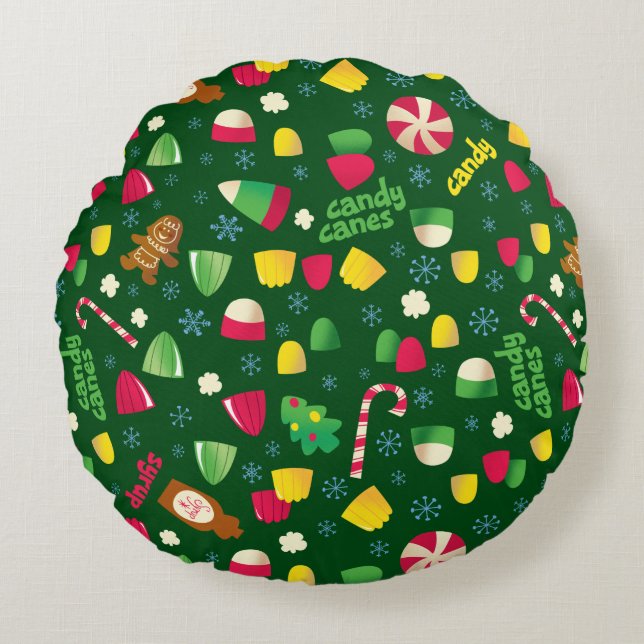 Elf the Movie Candy Pattern Rundes Kissen (Vorderseite)