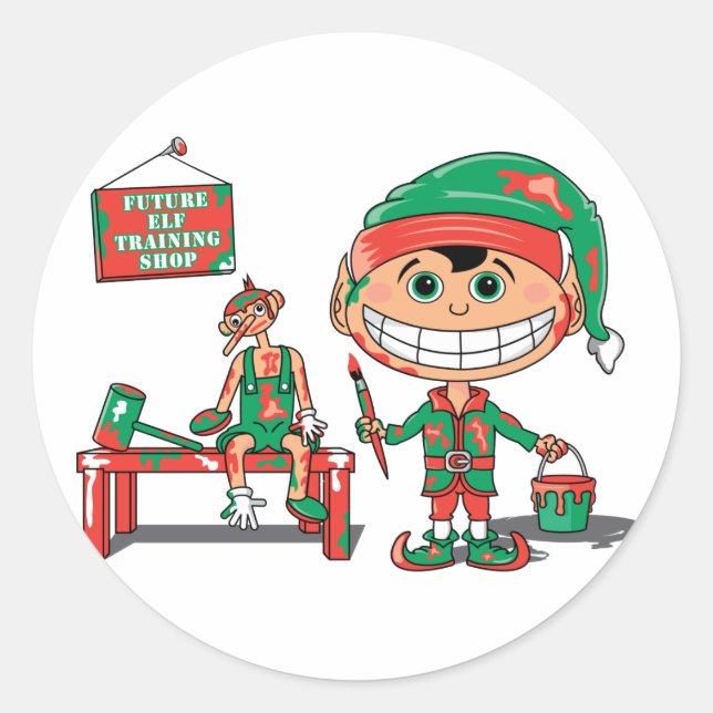 Elf Training Runder Aufkleber (Vorderseite)