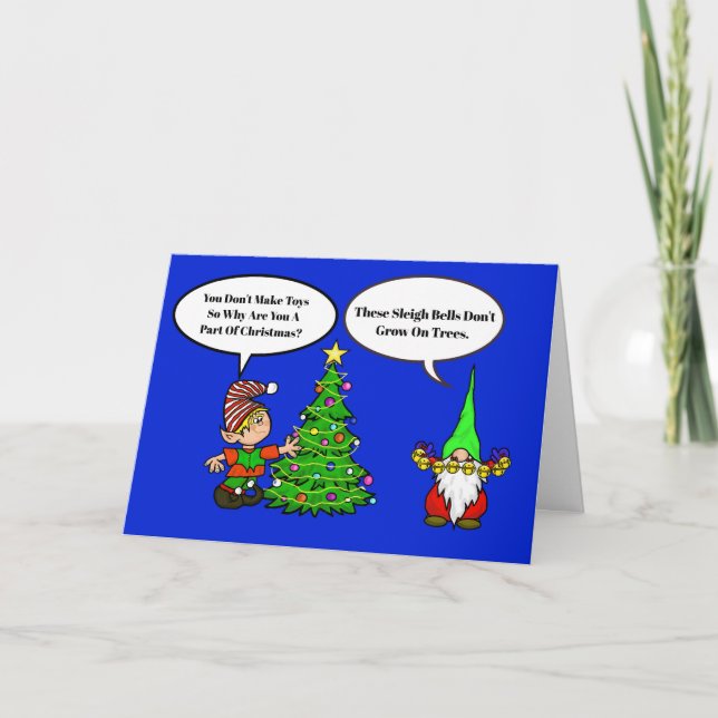 Elf und Gnome Funny Christmas Card Karte (Vorderseite)