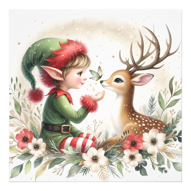 Elf und Rentier Fotodruck (Vorne)