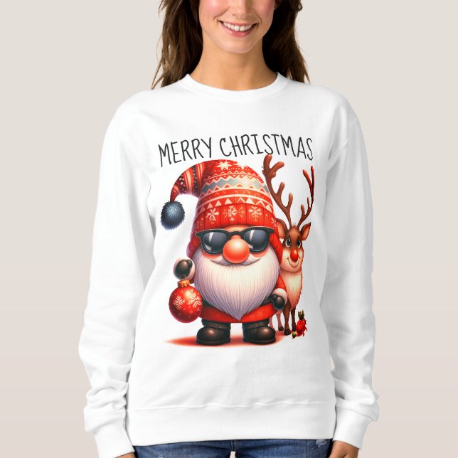 Elf und Rentier Weihnachten Sweatshirt (Vorderseite)