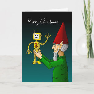 Elf- und Roboter-Weihnachtsfotokarte Feiertagskarte