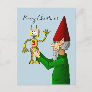 Elf- und Roboter-Weihnachtspostkarte Postkarte