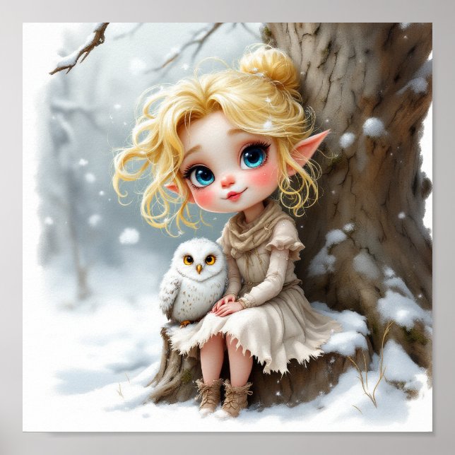 Elf und Schneueule Poster (Vorne)