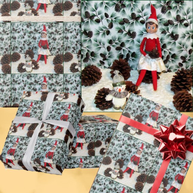 Elf und Snowman Wrapping Paper Geschenkpapier (Von Creator hochgeladen)