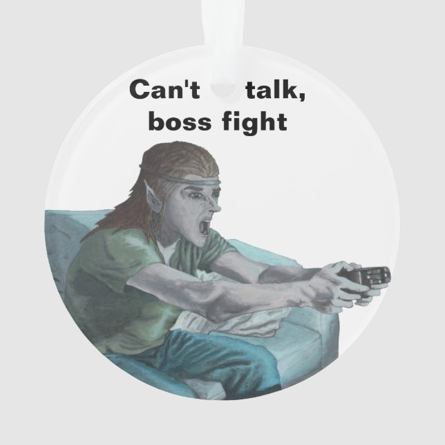 Elf Video Game Gamer Fantasy Art Acrylic Ornament (Rückseite)