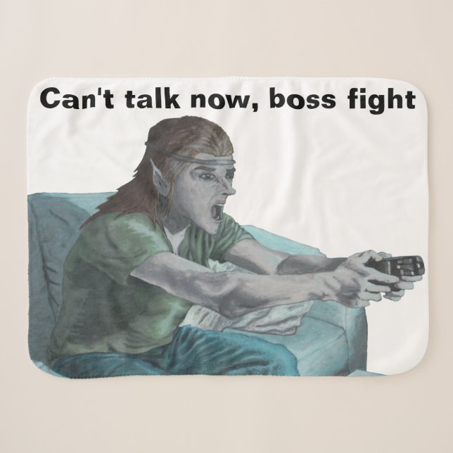 Elf Video Game Player Fantasy Art Sherpa Blanket Sherpadecke (Vorderseite (Horizontal))
