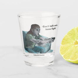 Elf Video Gamer Boss Fight Fantasy Art Shot Glass Schnapsglas