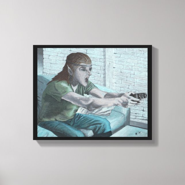 Elf Video Gamer Boss Fight Fantasy Canvas Print Leinwanddruck (Vorderseite)