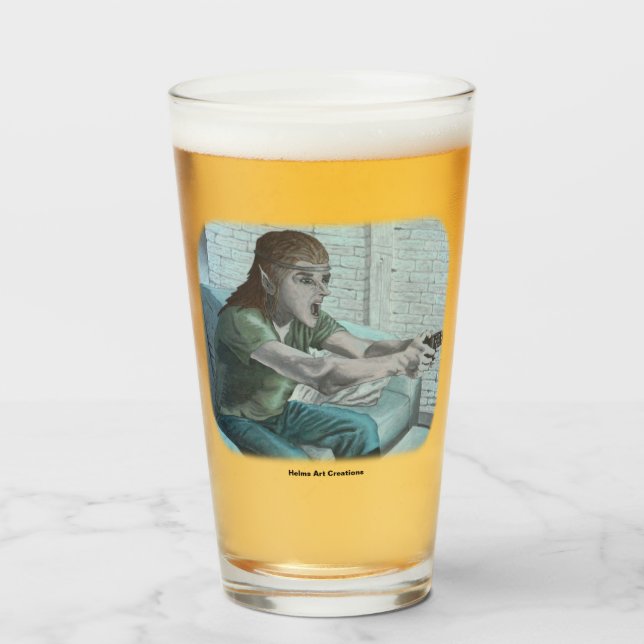 Elf Video Gamer Boss Fight Fantasy Drink Glass Glas (Vorne (Gefüllt))