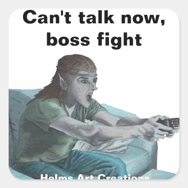 Elf Video Gamer Game Player Fantasy Art Stickers (Vorderseite)