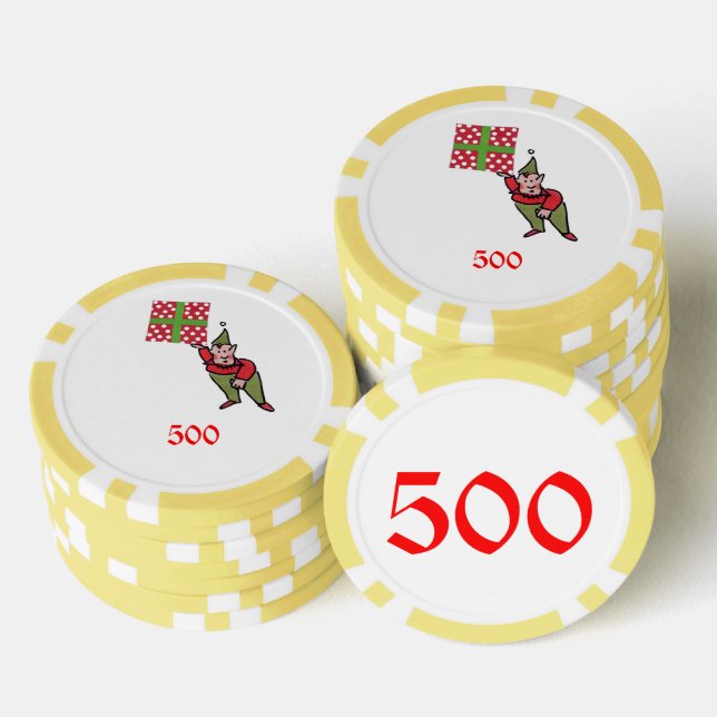 Elf w Polka Dot Cadeau jaune 500 jeton de poker ra (Empiler)