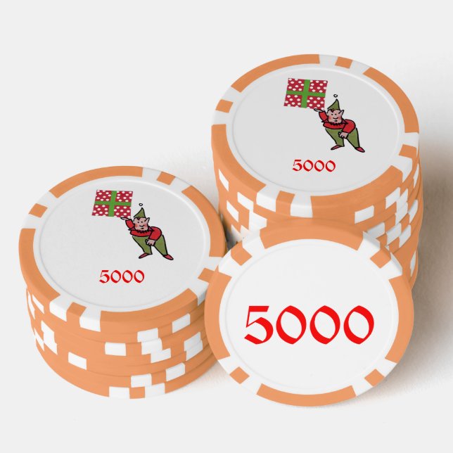 Elf w Polka Dot Gift Orange 5000 Stripe Poker Chip (Stapel)