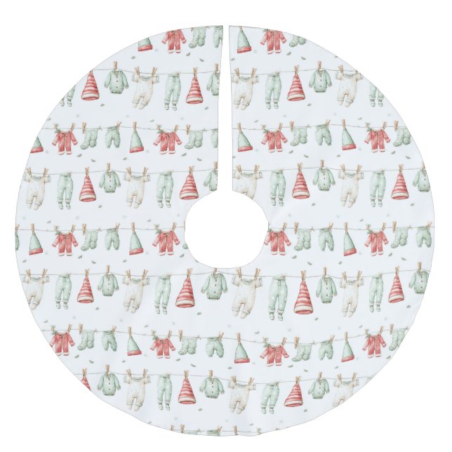 Elf-Wäschemuster  Polyester Weihnachtsbaumdecke (Vorderseite)