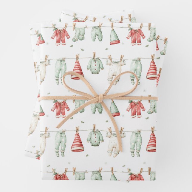 Elf-Wäschestoff-Muster  Geschenkpapier Set (Beispiel)