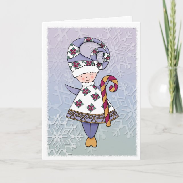 Elf-Zuckerstange-Karte Feiertagskarte (Vorderseite)