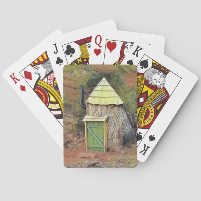Elf Zuhause in einem Baum Spielkarten (Rückseite)