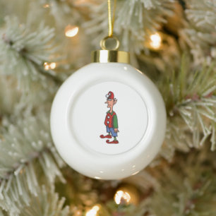 Elfe, der aufrecht stehende Keramik-Kugelanhänger Keramik Kugel-Ornament