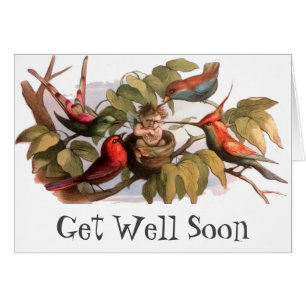 Elfe des bois dans le nid : Antique Oiseau Sprite 