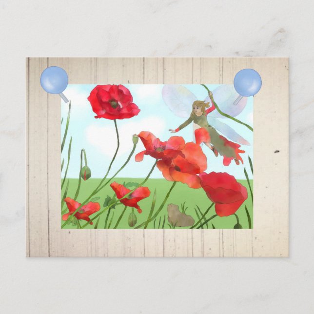 Elfe mit Mohn Postkarte (Vorderseite)