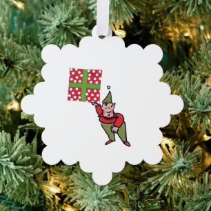Elfe mit punktgeschenk Schneeflocken Papier Orname Ornament Karte