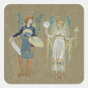 Elfe und feenhafte Maler, "vom Schneemann" 1899 Quadratischer Aufkleber